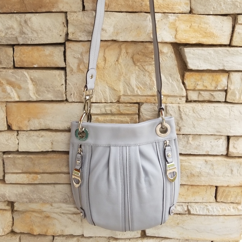 Light grey B. Makowsky crossover bag